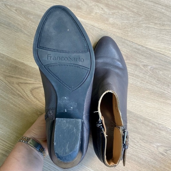 ranco Sarto Geila Gray Leather Ankle Boots | Triple Buckle Detail | Low Heel - Picture 8 of 8